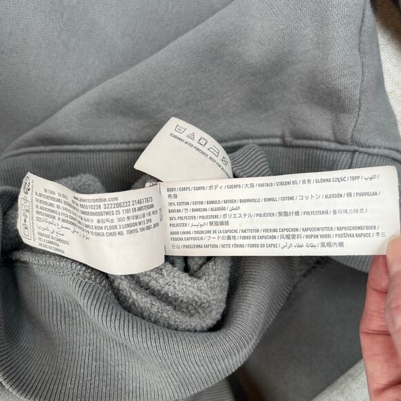 Abercrombie & Fitch Embroidered Brand Hoodie Sweatshirt Men's L Gray A&F - Picture 5 of 10
